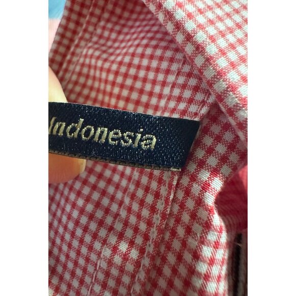 Barbour Shirt Mens Large L Tailored Fit Short Sleeve Red White Plaid Button Up - Picture 9 of 9